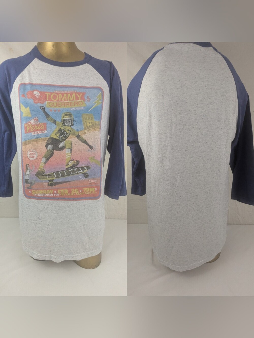 Tommy Guerrero Skate Graphic Tee - Blue/Heather Gray Medium